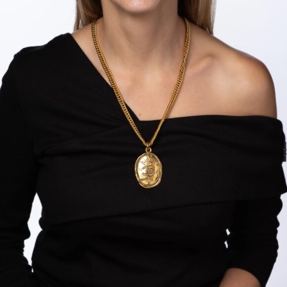 Chanel Gold Crown CC Logo Long Chain Necklace, Circa 1980s - Picture 2 of 9